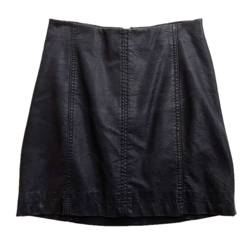 Free People Modern Femme Faux Leather Miniskirt Lined Black 2